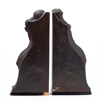 Axel Gute, A pair of Axel Gute Swedish Grace bronze bookends.