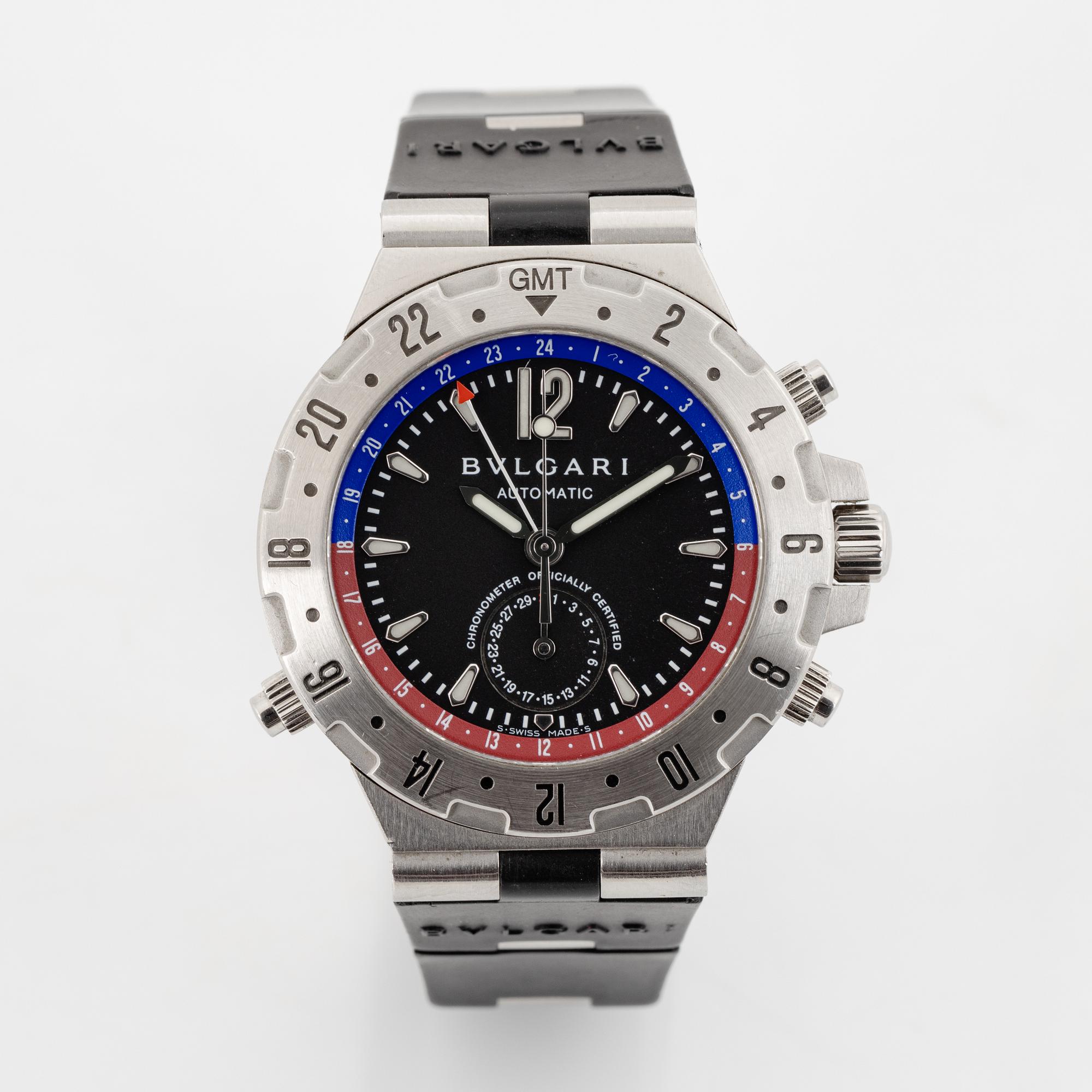 Bulgari, Diagono GMT, wristwatch, 40 mm.