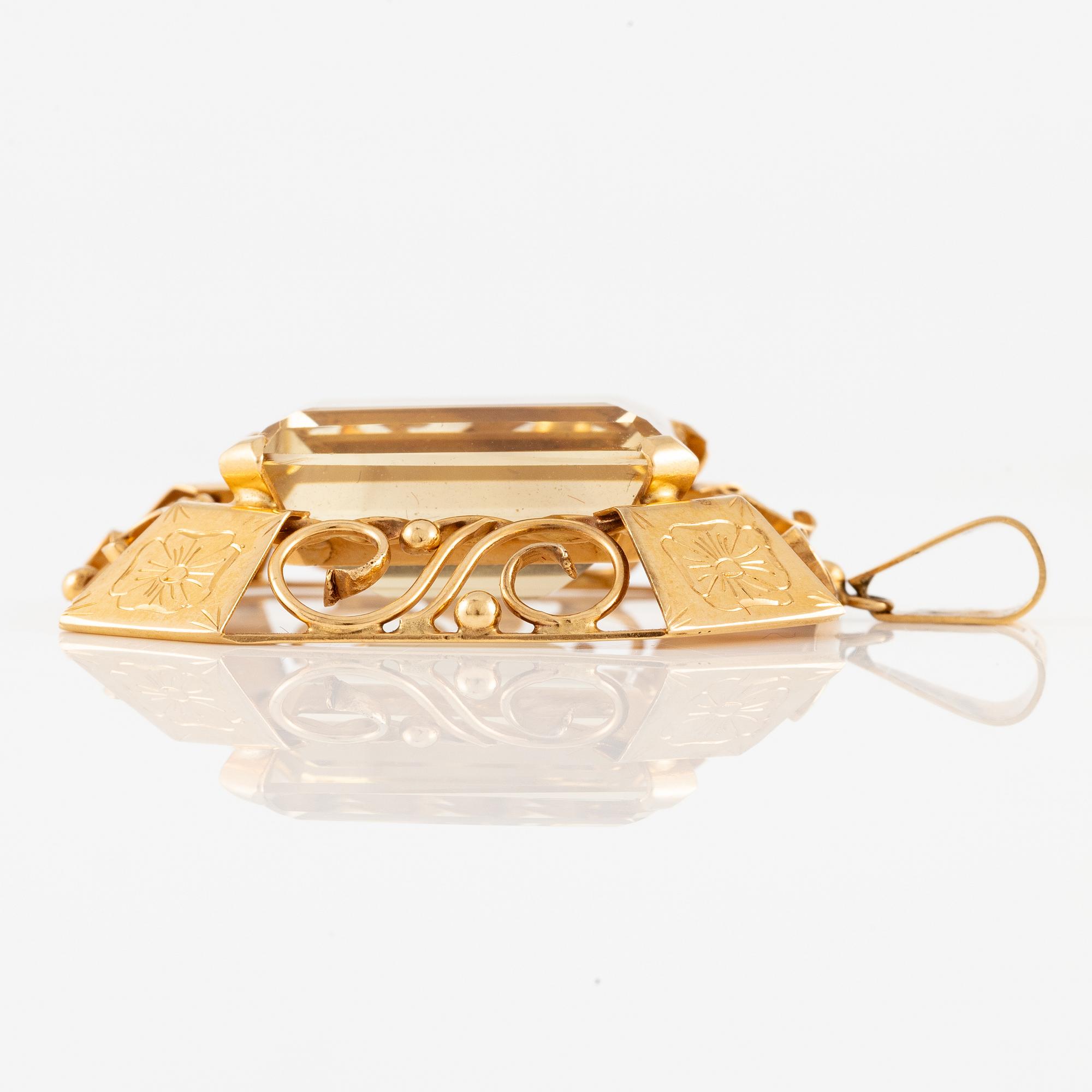 Pendant, 18K gold with citrine.