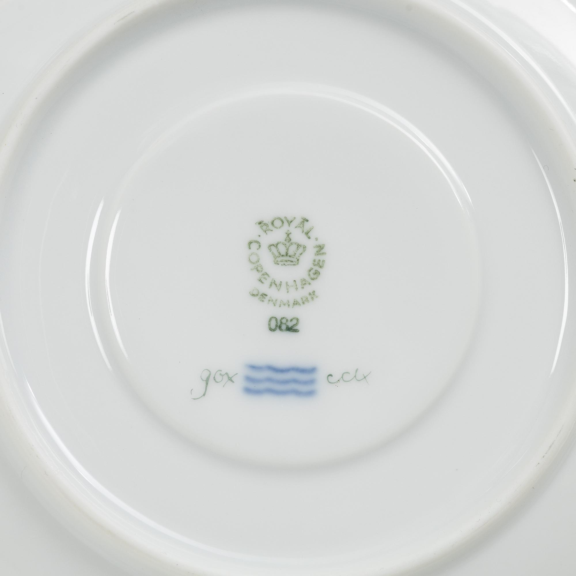 Royal Copenhagen, a 'Flora Danica' tea cup and saucer, Denmark, 1953.