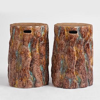 A pair of mayolica garden stools from Gustavsberg, late 19th century.