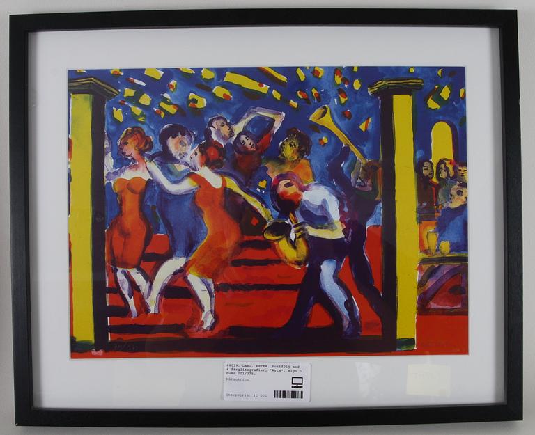 DAHL, PETER. Portfölj med 4 färglitografier, "Rytm", sign o numr 201/375.