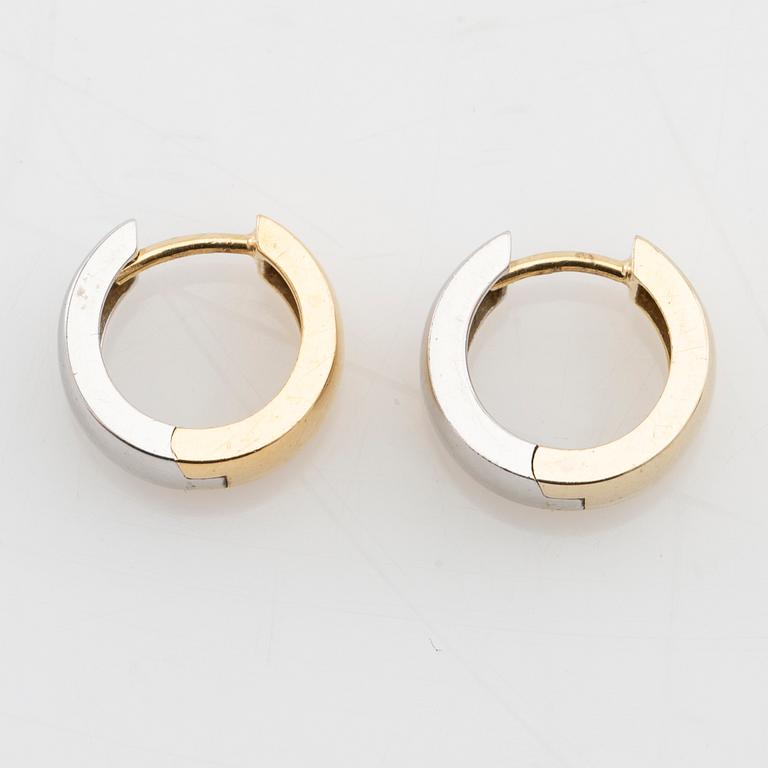 Earrings Hoops a pair of 18K white and red gold.