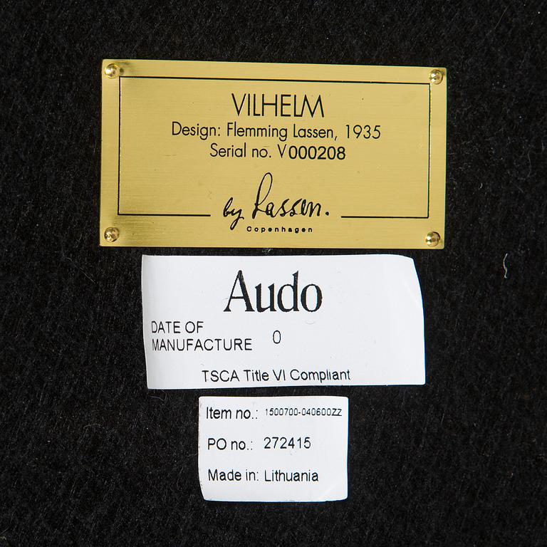 Flemming Lassen, sohva, "Vilhelm", valmistaja Audo Copenhagen. Uustuotanto. Muotoiltu 1935.