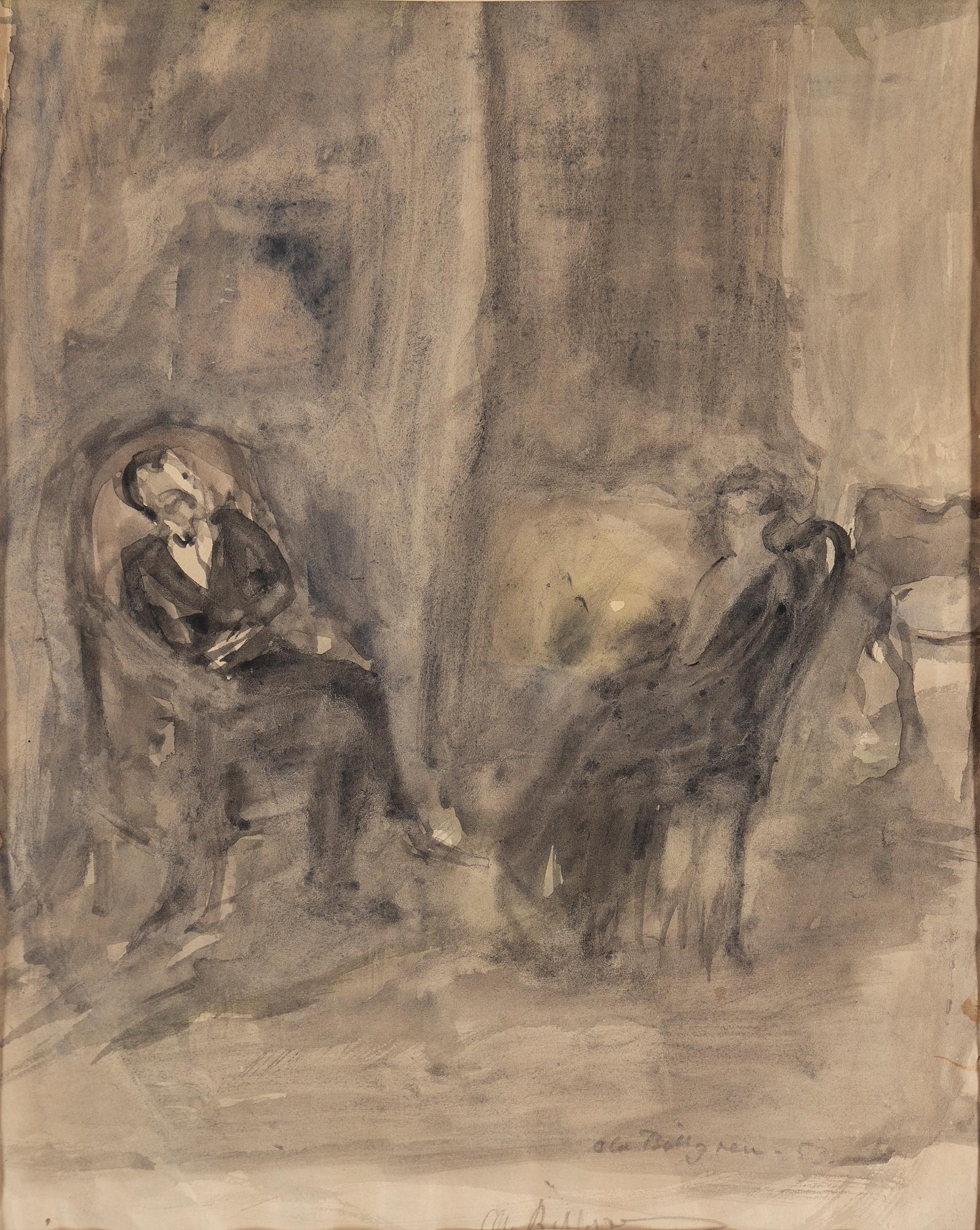 OLA BILLGREN, akvarell/lavering, signerad och daterad -53.