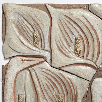 Tyra Lundgren, a glazed stoneware relief, Sweden, probably 1950's.