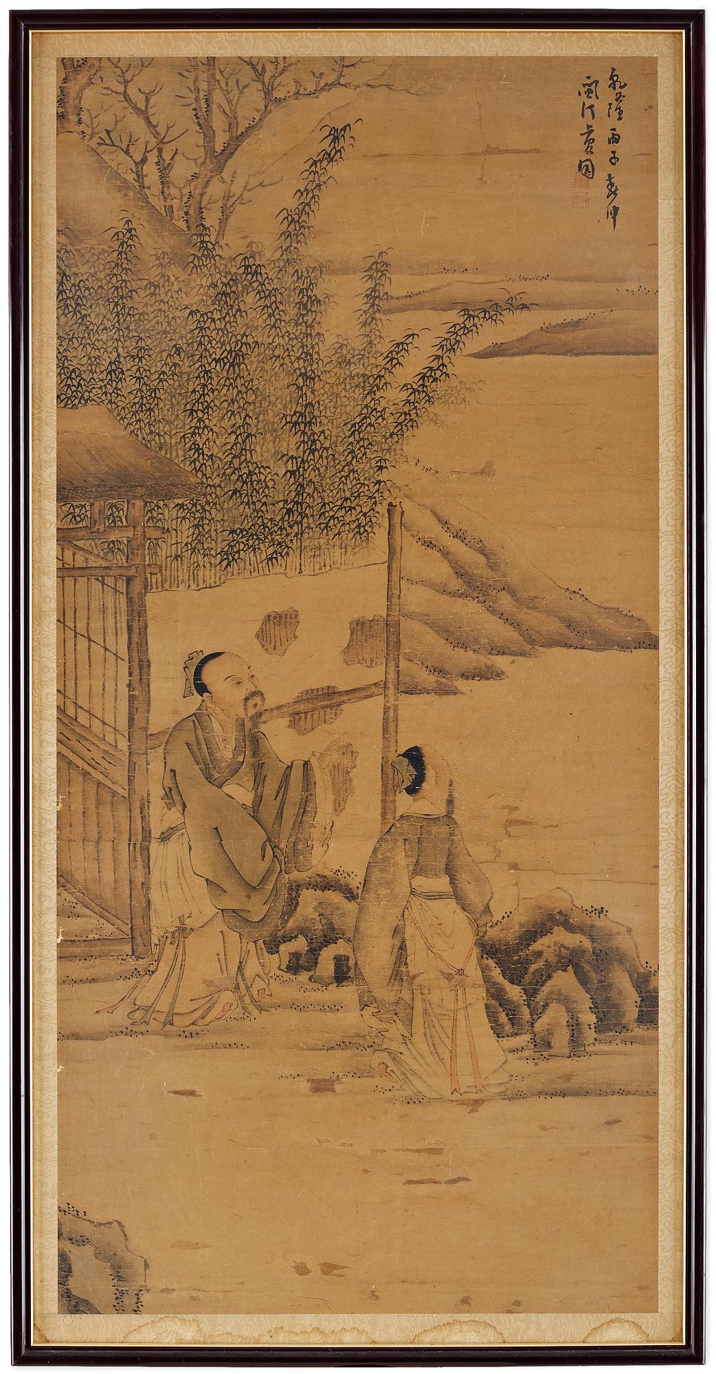 UNIDENTIFIED ARTIST, ink and colour on paper, Qing dynasty, after Shanguan Zhou, dated 1756.