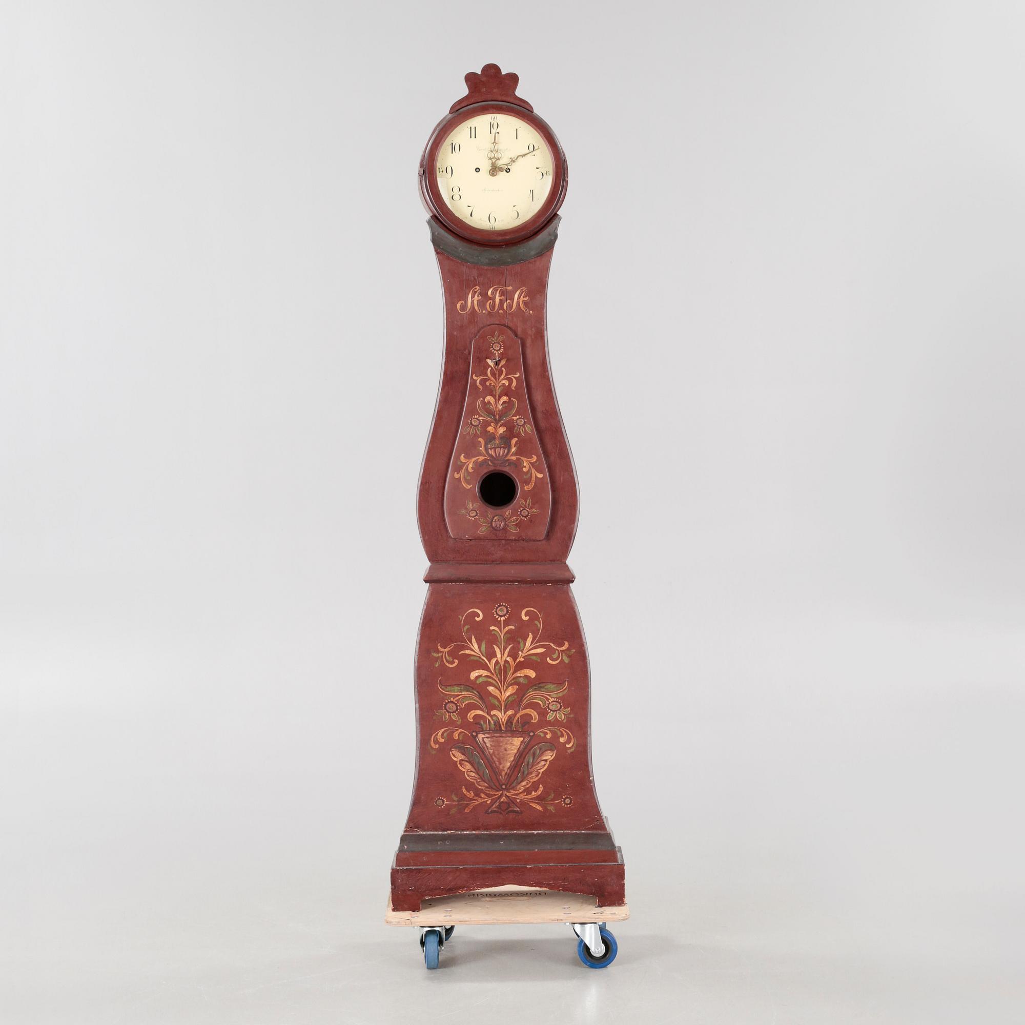 A grandfather clock by Carl Lindbergh in Söderberke, dated 1821.
