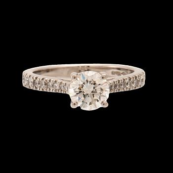 Platinum ring with round brilliant-cut diamonds, GIA cert, Van Bruun.