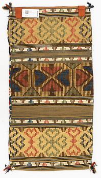 A carriage cushion, flat weave, Ingelstad district, Scania, mid-19th century.