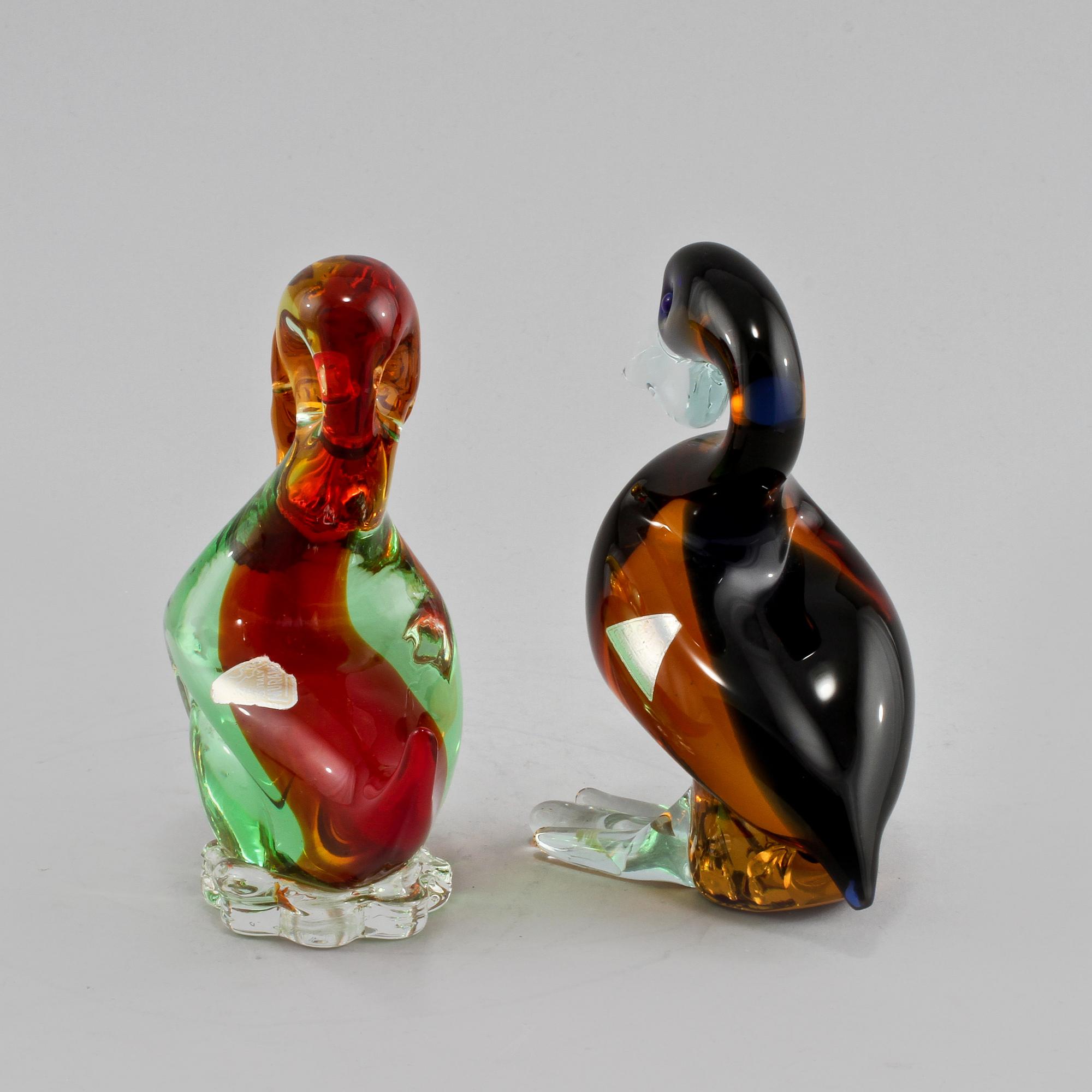 FIGURINER, 2 st, glas, Cimarosti & Pinzan, Murano, Italien, 1900-talets tredje kvartal.