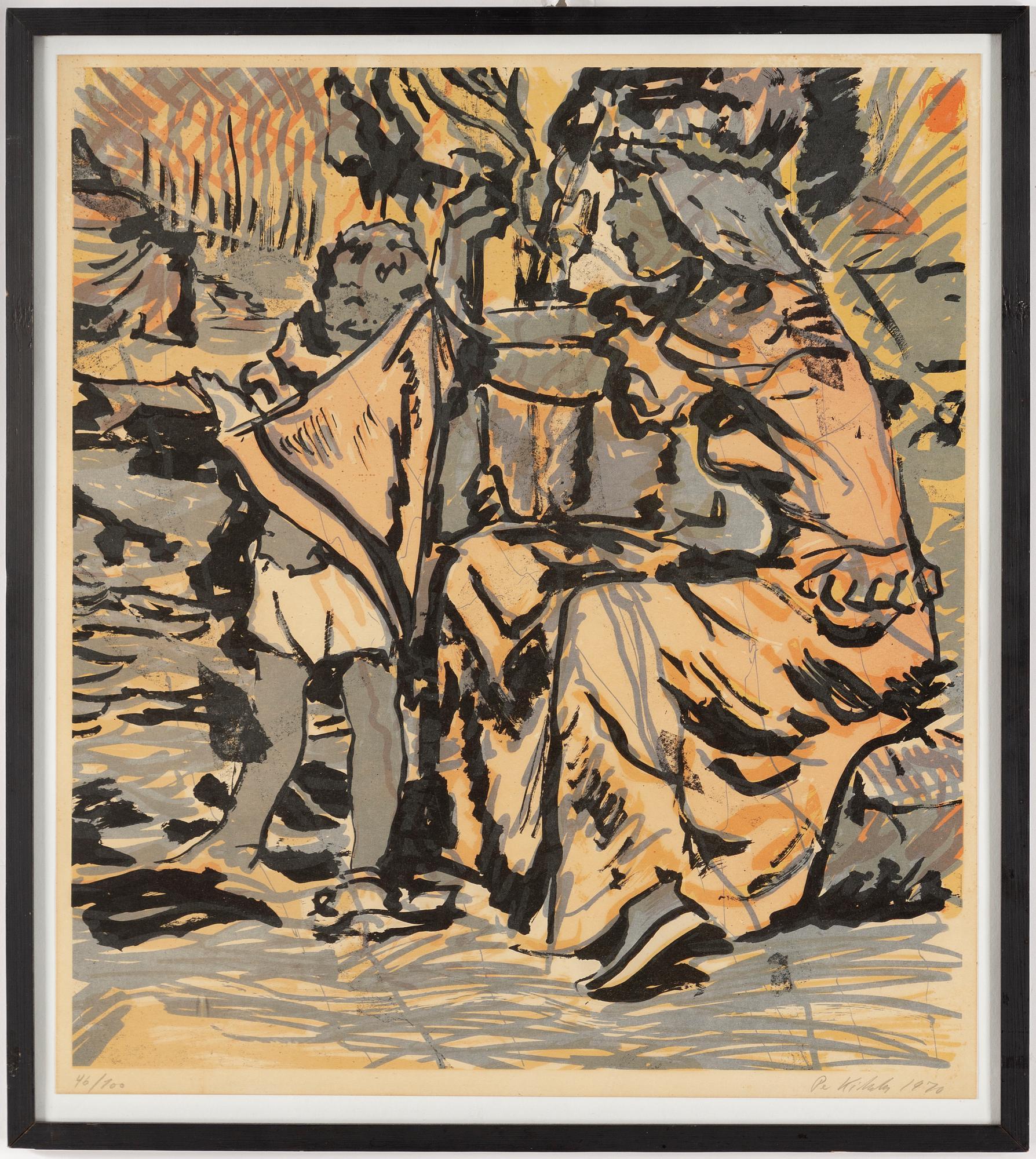 PER KIRKEBY, silcscreen in colours, 4, 1970, signed.