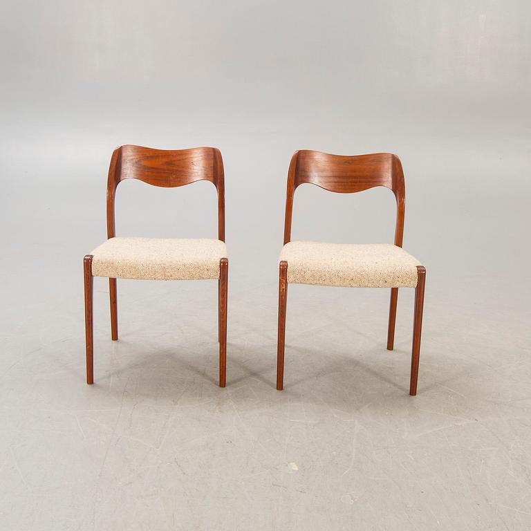 Niels Otto Møller, chairs, 6 pcs, model no. 71, J.L. Møllers Møbelfabrik, Denmark, 1950s / 60s.