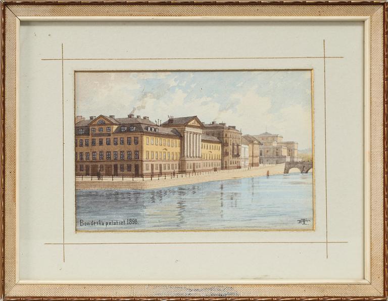 FREDRIK ISBERG, 4 st, akvareller. Sign.