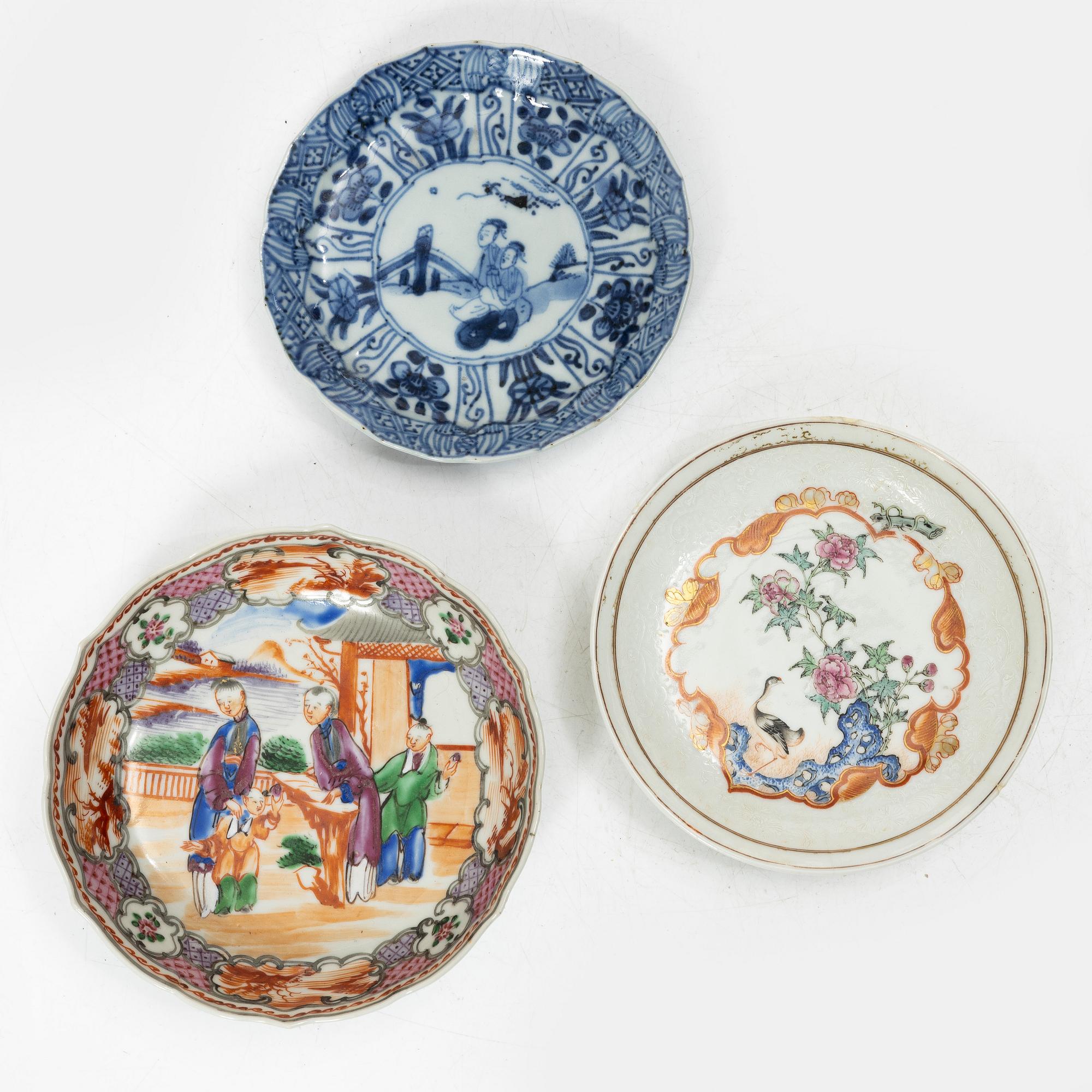 A collection of cups, saucers and teapots, China, Qing dynasty, mostly 18th century.