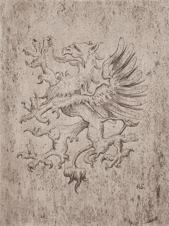 Hugo Simberg, linjeetsningar, 2 st. Den ena plåtsignerad.