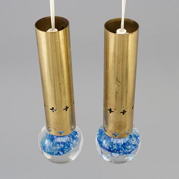 2 1970's brass ceiling lamps by Helmer Andersson.