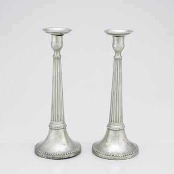 A pair of Late Gustavian pewter candlesticks by E P Krietz year 1800.