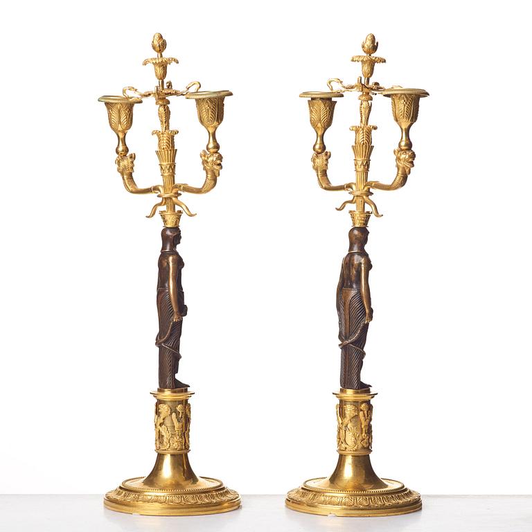 A pair of two-light candelabra, Vienna circa 1800.