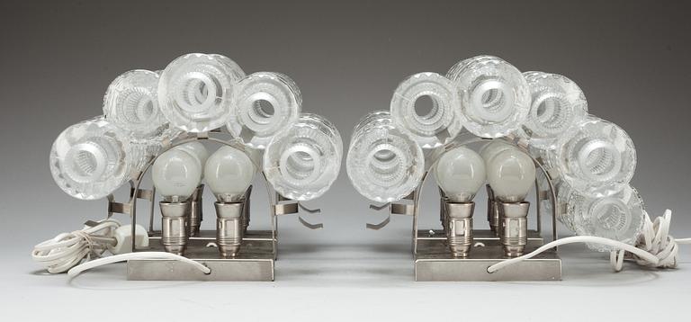 VÄGGLAMPOR, ett par, Orrefors/Fagehult.