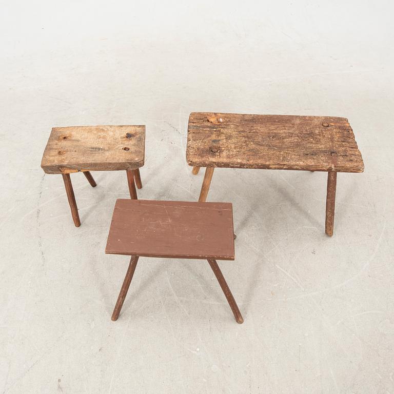 A set of three wooden stolls 20th century.