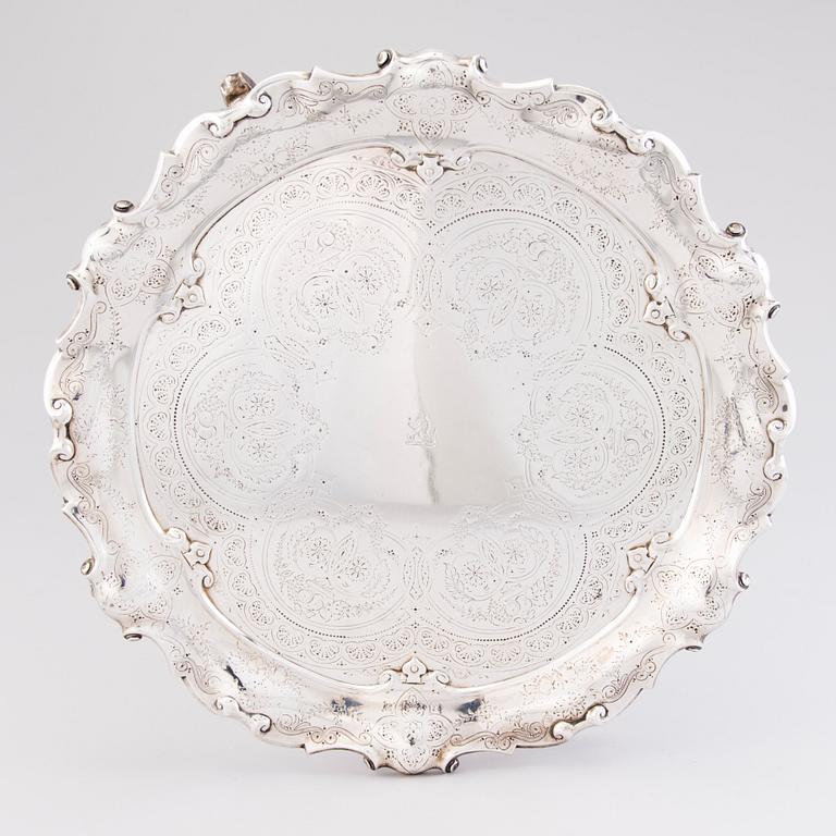 WALTER AND JOHN BARNARD, A Late Victorian sterling silver footed tray, mark of Walter and John II Barnard, London 1884.