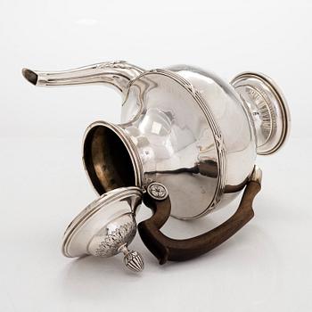 A French silver coffee pot, marked Léontine Compère widow of Ernest Compère, Paris, around 1890.