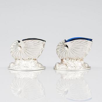 A pair of English silver salt-cellars/Condiments set, marks of Benjamin Preston, London 1838-39.