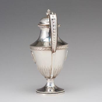 Johan Fredrik Wildt, kaffekanna, silver, Stockholm 1790, gustaviansk.