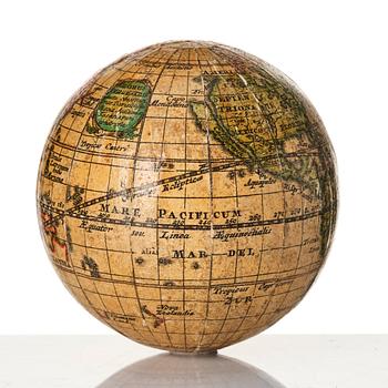 A German 2 ½-inch pocket globe with case by Johann Baptist Homann, Nuremberg, circa 1710.