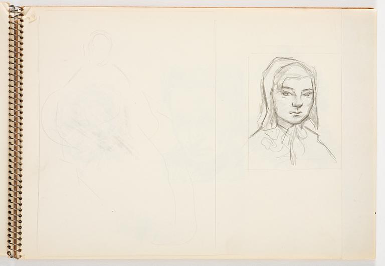 Lotte Laserstein, 3 skissblock med teckningar.