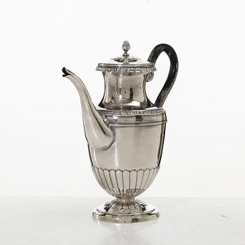 A Swedish silver coffee pot, silver, marks of Olof Sohlberg, Falun 1840.