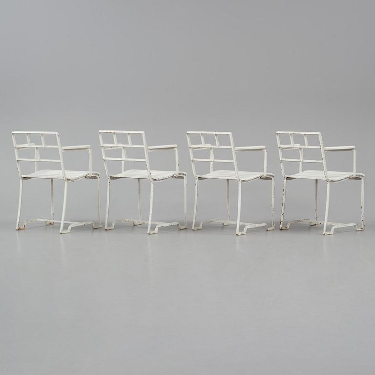 Carl Hörvik, a set of four garden chairs, possibly produced by Thulins vagnfabrik, Skillingaryd, Sweden.