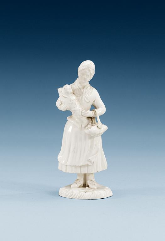A Swedish white glazed Marieberg soft paste figure of a mother and child, period of Sten (1769-1788).
