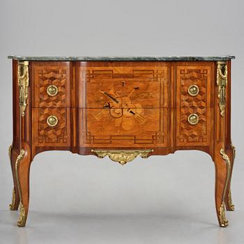 A Louis XVI rosewood and amaranth marquetry ormolu-mounted commode by Leonard Boudin (master in Paris 1761).