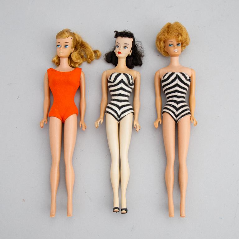 Dockor, 7 st, Barbie, Ken samt Skipper, Mattel, 1950/60-tal.