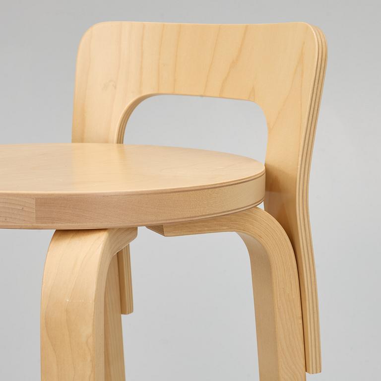 Alvar Aalto, four K65 bar stools, Artek, 2019.
