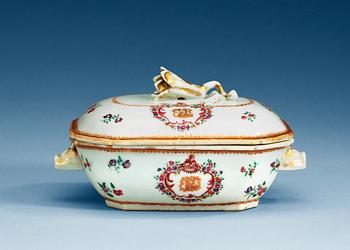 1635. A famille rose butter tureen with cover, Qing dynasty, Qianlong (1736-95).
