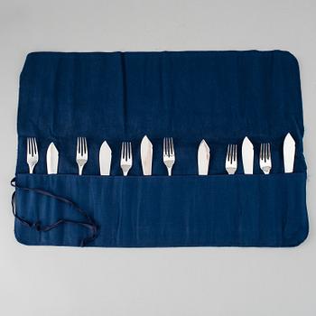 FISKBESTICK, CG Hallberg, silver, 12 delar.
