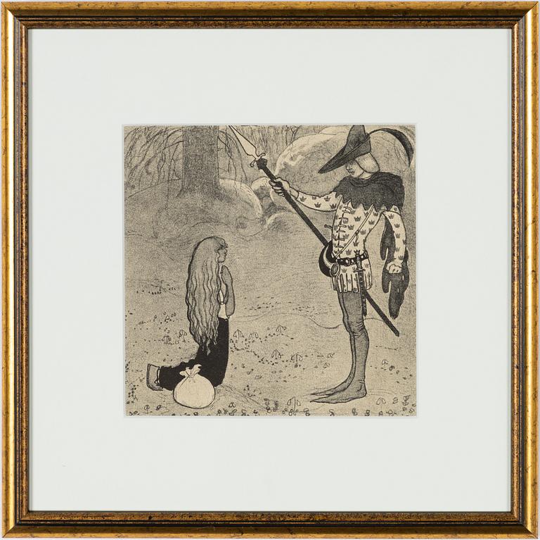 John Bauer, "När flickan hörde, varom frågan var, föll hon på knä för prinsen".