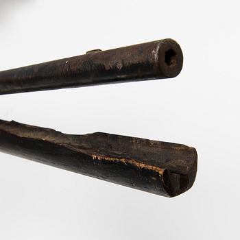 A mid 19th century caplock and matchlock shot gun.