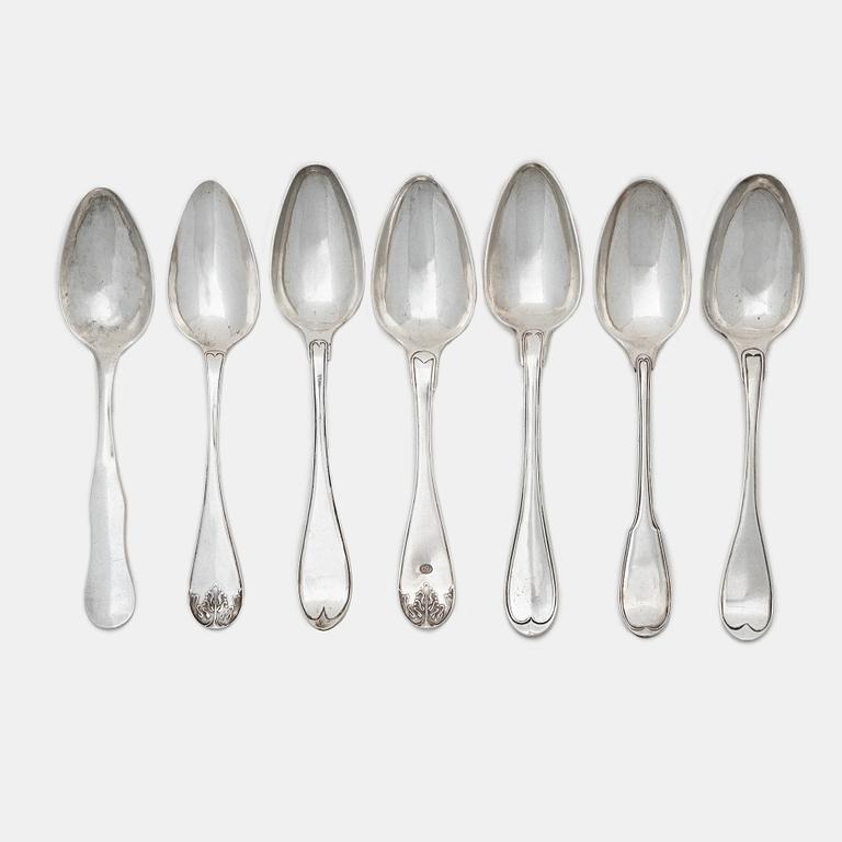 Matskedar, 7 st, silver, Sverige, 1700-1800-tal.