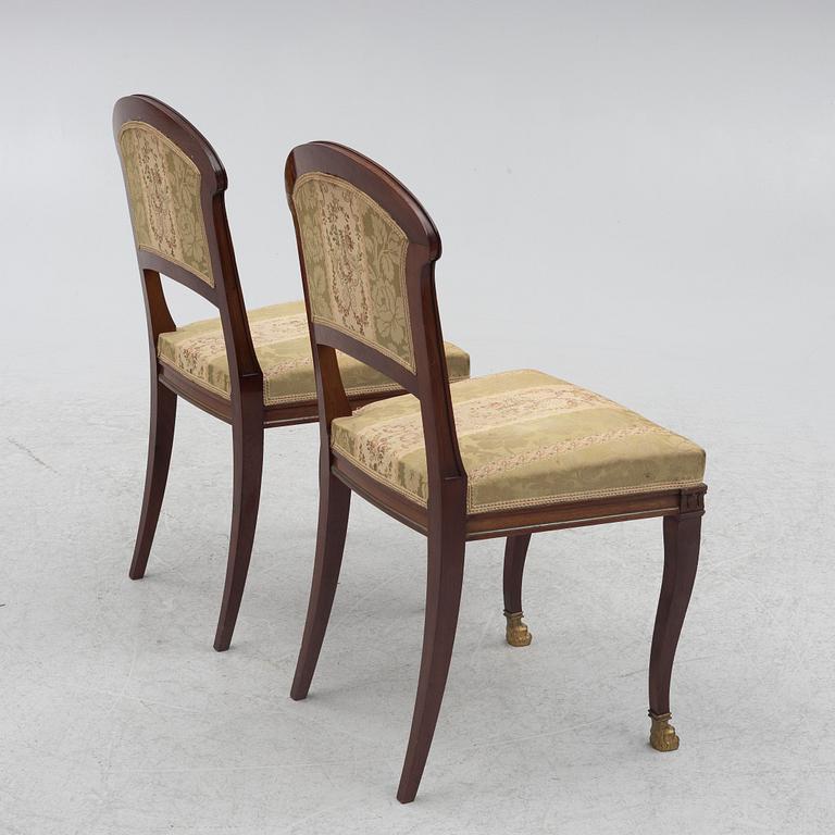 Sofa, 2 chairs, stool, table, Empire style, 5 pieces, 20th century.