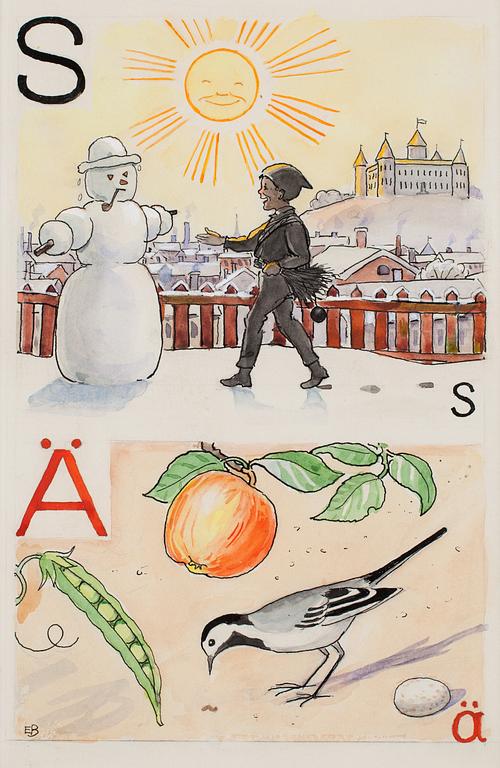 Elsa Beskow, "S-snögubbe och Ä-ärla".