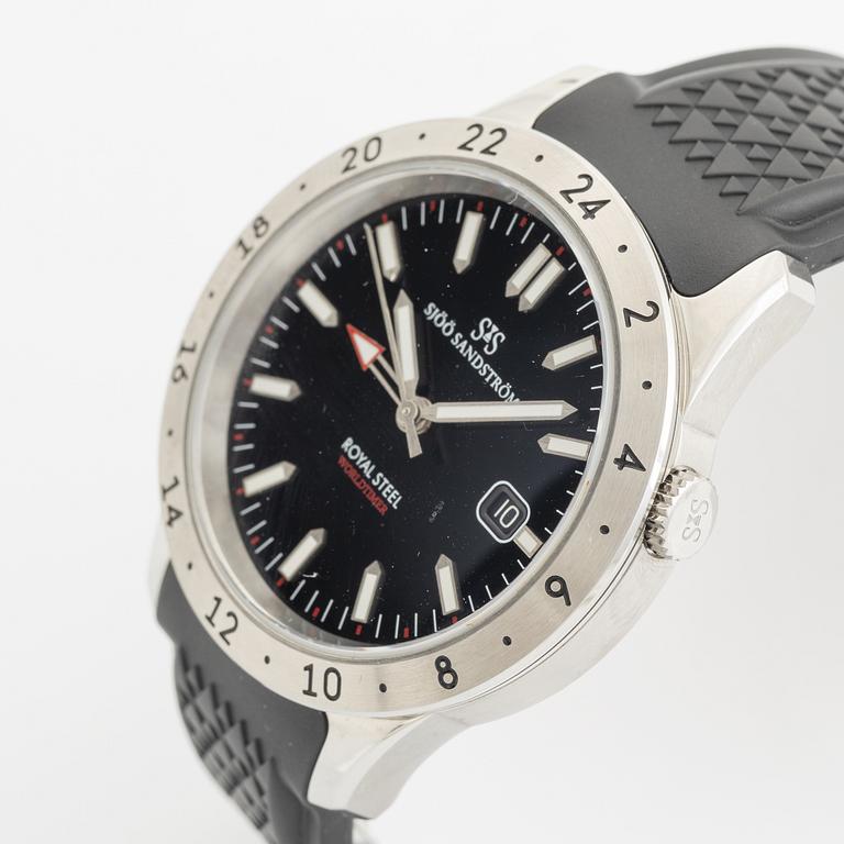 Sjöö Sandström, Royal Steel, Worldtimer, "SÄPO/Swedish Security Service", wristwatch, 41 mm.