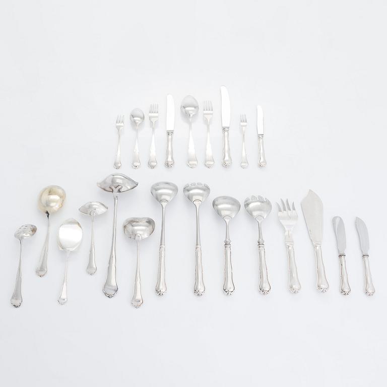 Bestickuppsättning, 107 dlr, silver, "Chippendale", Kultakeskus, Tavastehus 1961-1974.