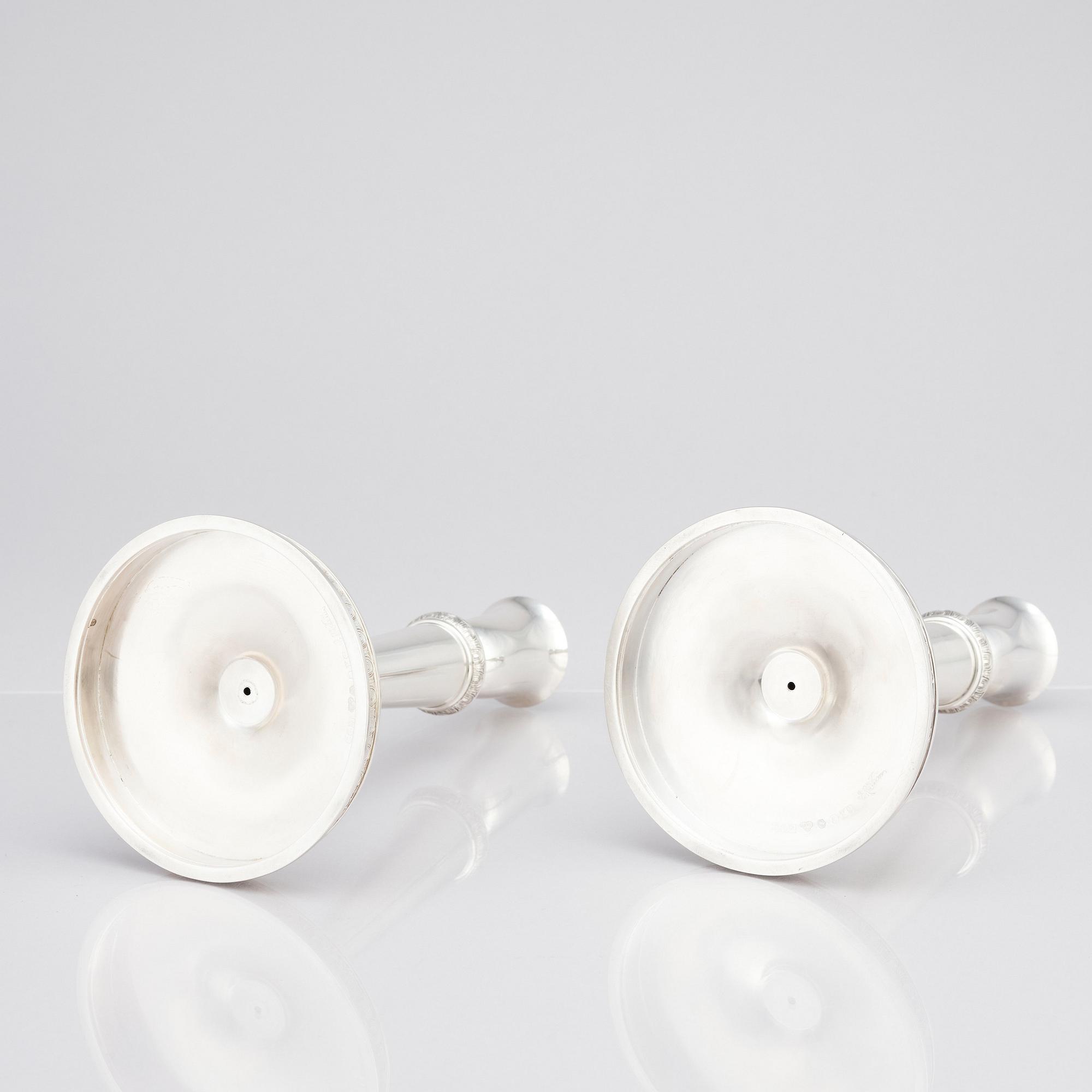 Eric Råström, for C.G. Råström, a pair of silver candlesticks, Stockholm 1960.