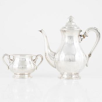A Finnish silver coffee pot and a sugarbowl, Kultakeskus, Hämeenlinna, 1928.