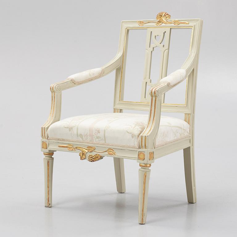 A late Gustavian style armchair, Lindome, circa 1800.