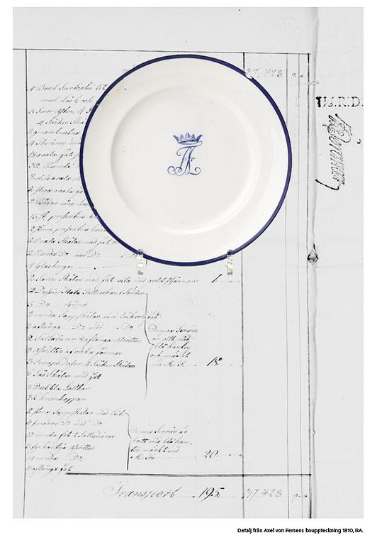 TALLRIKAR, 16 st, porslin.Sévrès, Paris, 1804-09, med Axel von Fersens monogram.